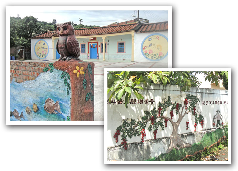 統嶺社區以各式拼貼壁畫述說社區的土地人文風情。（圖∕張筧 攝）