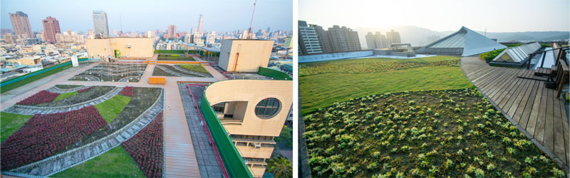 三民區行政中心與高雄市立美術館都有節能又綠意盎然的綠屋頂。（圖∕李士豪 攝）