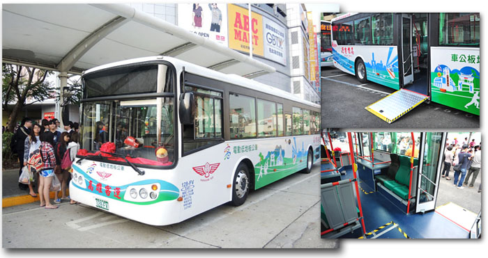 民眾可從高鐵轉運站搭乘新電動低地板公車到旗山。（圖∕徐世雄、鮑忠暉 攝）