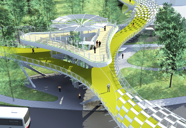 凱旋路自行車橋為市民打造一個空中花園。（圖∕張瑪龍建築師事務所馬藝彰 提供）