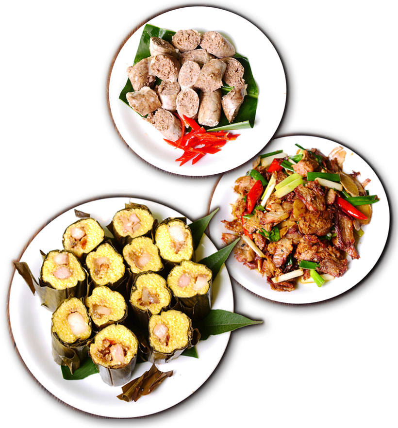 陳彥儒料理的山地香腸、炒山豬肉、小米粽好吃又有特色。（圖∕張簡英豪 攝）