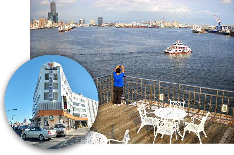 西子灣海景商務飯店的頂樓觀景區可眺望整個高雄港。（圖∕陳淑文‧李士豪 攝）