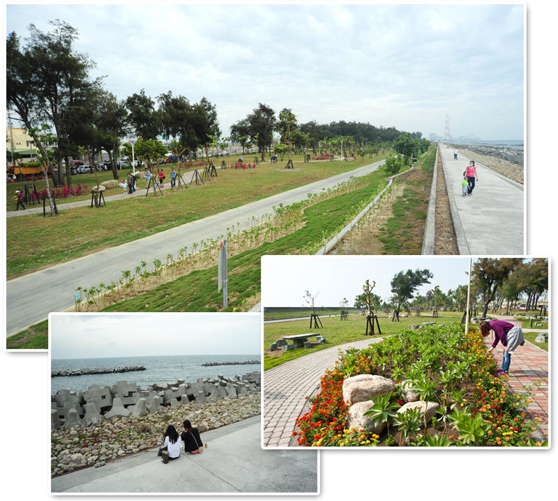 重新改造後的茄萣濱海公園成為風景秀麗的休憩場所。（圖∕鮑忠暉‧李士豪 攝）