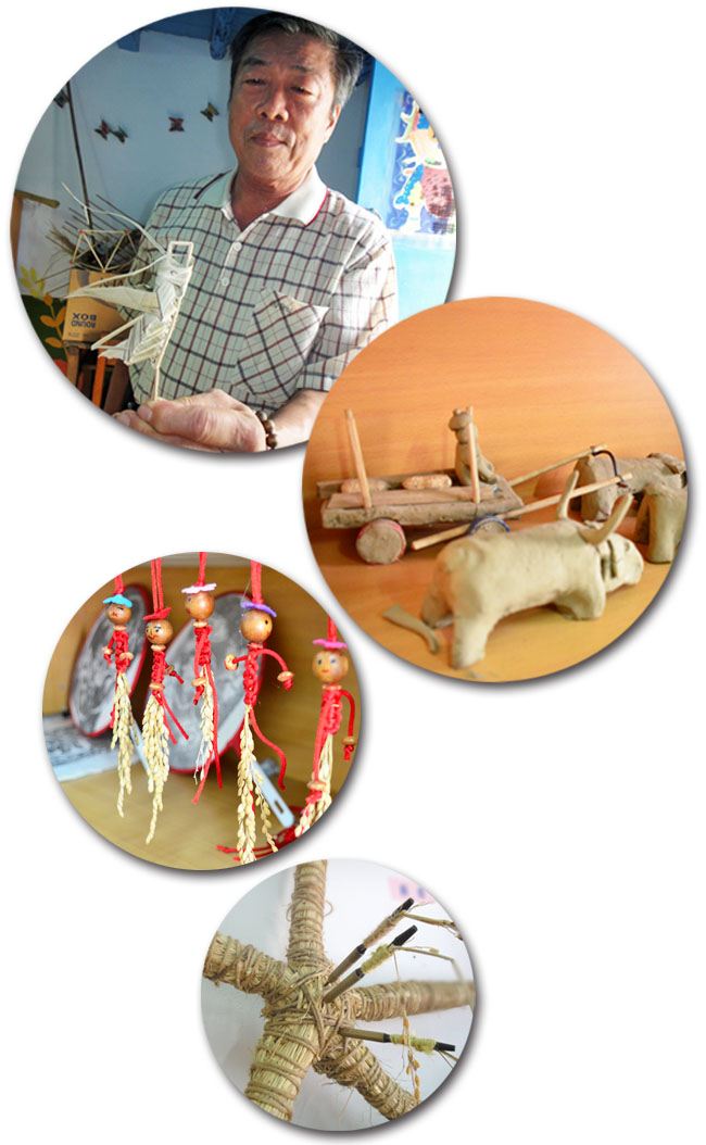 「童玩學堂」的童玩都取材自林園潭頭的歷史文化與使用在地材料。（圖∕張筧‧朱永昌 攝）