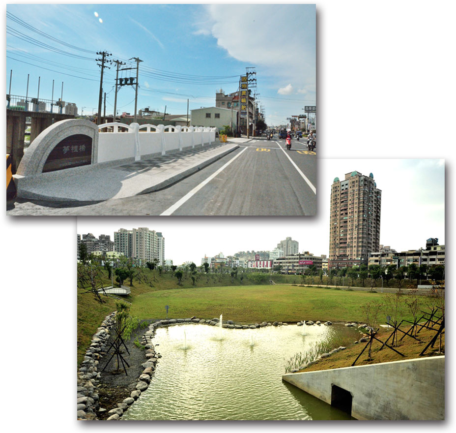 夢裡橋及寶業里滯洪池落成啟用，有助於改善水患並提升區域排水能力。（圖/李士豪、鮑忠暉 攝）
