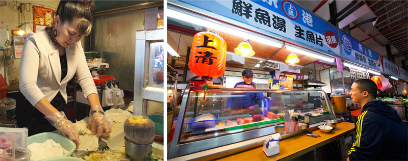 文賢市場裡的春捲攤、東港上清鮮魚湯讓人一吃上癮。（圖∕張筧 攝‧張簡英豪 攝）