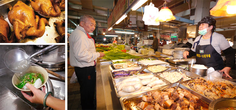 康家烤雞、鹹湯圓都是梓官第一公有市場不可錯過的美食。（圖∕張簡英豪 攝）