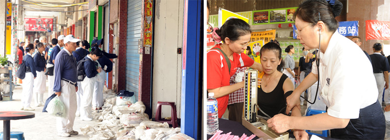 慈濟志工在災區設置服務站，提供災民早餐與協助安頓身心。（圖∕張忠義 攝）