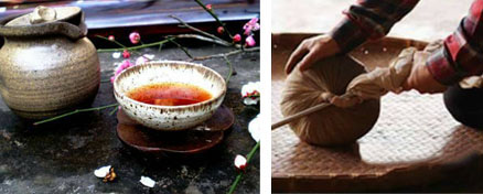 左：到新發里「華興製茶行」，品味對茶的尊重及生活。右：在華興，可以了解製茶人及採茶人的辛苦。（華  興製茶行·提供）