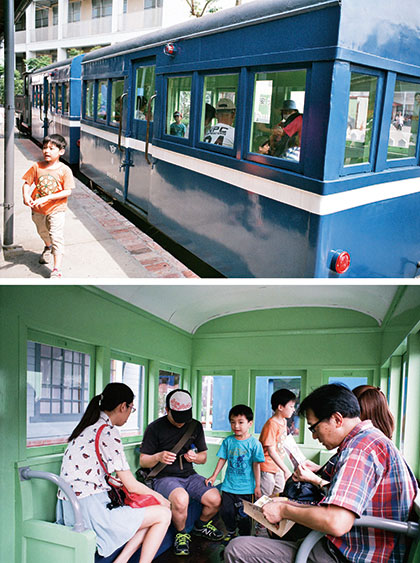 重製的客運車廂，讓人彷彿回到旗尾線鼎盛年代。Riding on the simulated train, as if traveling back to the glamorous era of the Ciwei Branch Line.