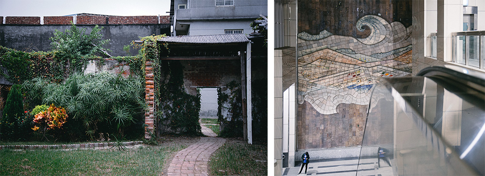 左：西林老宅。右：橋頭捷運站公共藝術作品「天工開物」。（黃敏豪‧攝影）