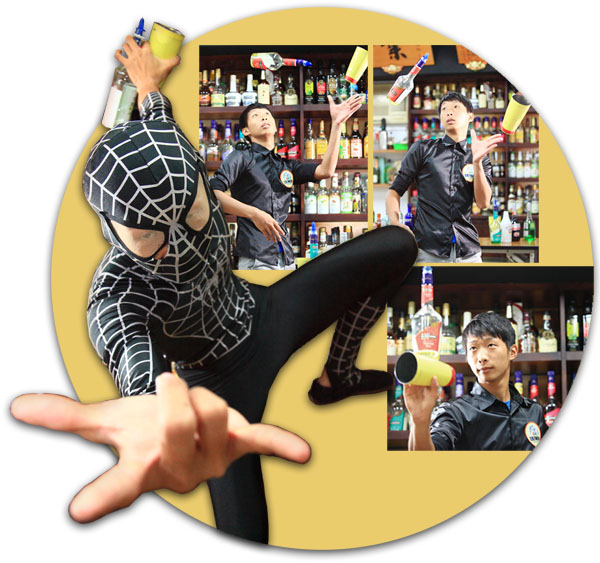 以蜘蛛人造型勇闖花式調酒界的許博勝 Hsu's signature Spiderman costume