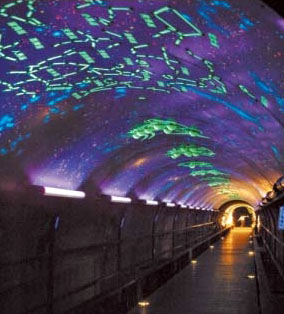 利用光影設計出的「旗津星空隧道」。(圖/高雄市政府工務局 提供)