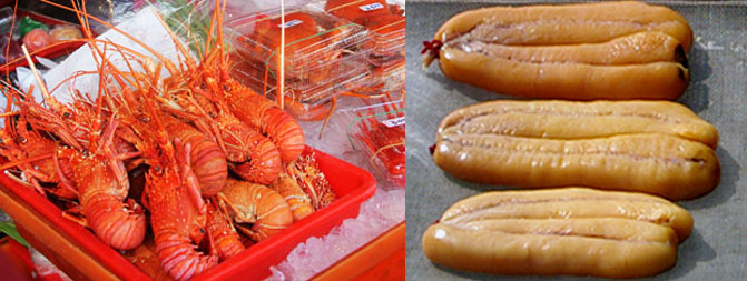 烏魚子與各式新鮮漁貨，是興達港觀光漁市的主要特色產品。（圖/黃建樺、蘇士雅 攝）