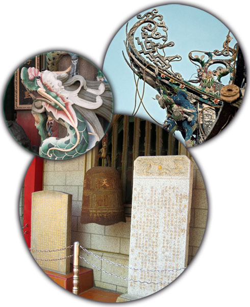 旗津天后宮內古色古香的建築與雕刻、塑像、剪黏等傳統工藝依然保存完好。(圖/林冠昇、ijliao 攝)