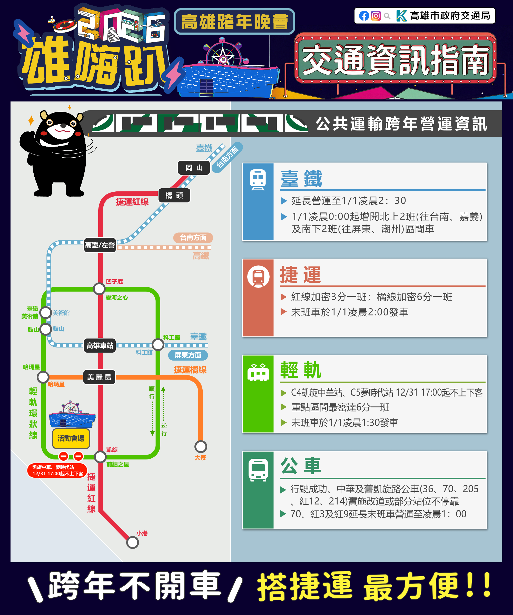 2026高雄跨年晚會 無障礙交通資訊
