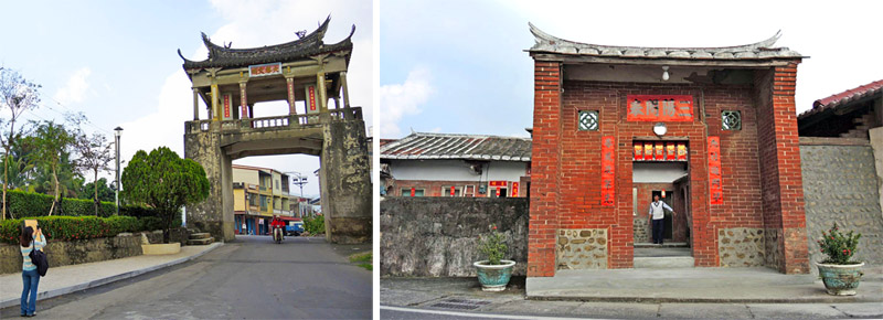 從老街上的東門樓(左)與林春雨門樓可窺見美濃昔日風華。（圖∕徐世雄 攝）