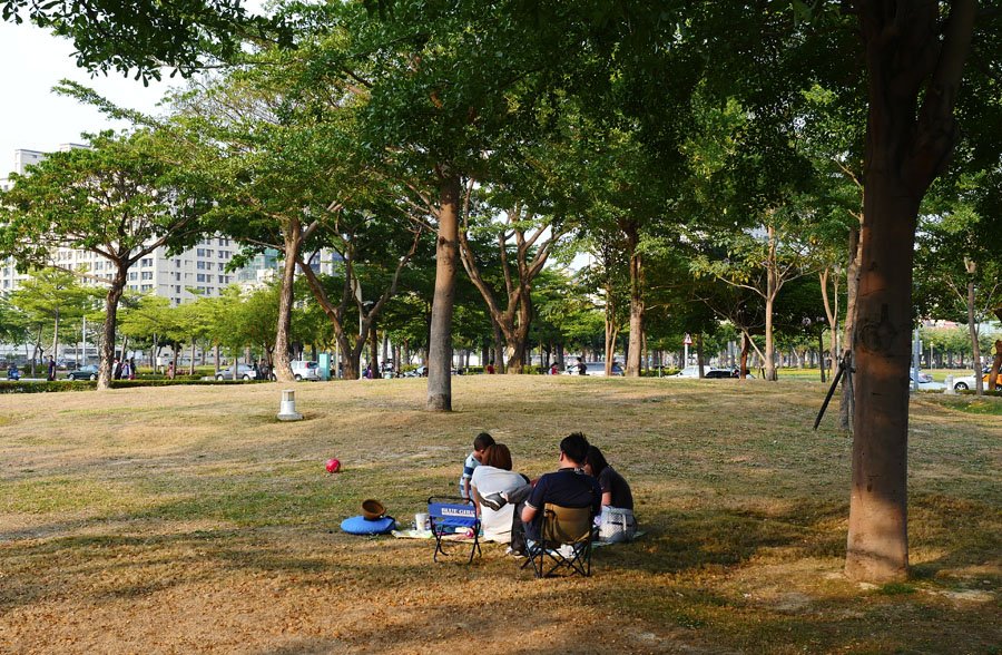 每逢假日，公園綠地上有許多民眾野餐。（圖∕張簡英豪 攝）