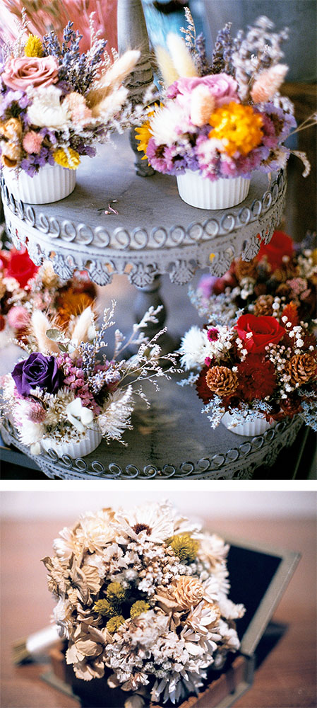 上圖：Chelsea Fleur 小花店想保留花朵原始的美，也想讓客戶能知道更多台灣以外的花的品種，看到更多樣的花材。（楊士傑·攝影）下圖：花朵是傳遞的小天使，在重要的場合，代替想說些什麼的人去說出心裡的話。（楊士傑·攝影）