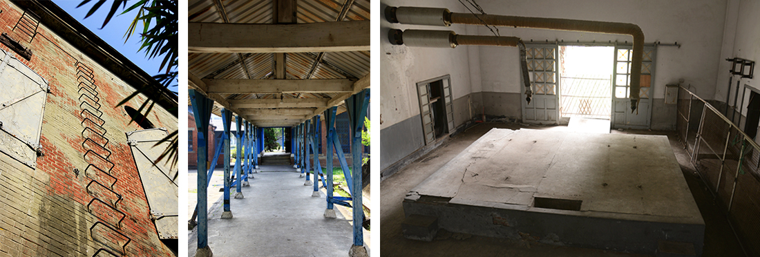 （左）保留完整的碉堡外鐵梯。（攝影／MOOK）（中 ）整修後的廊道展現原始面貌。（攝影／MOOK）（右）十字電台的室內還保有原先通風管路。（攝影／陳竣庭）