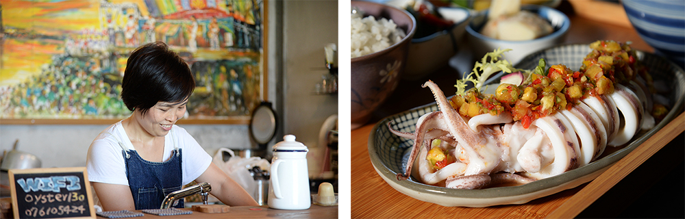 （左）風味多元的特色餐飲是源自Kirin對家鄉的熱情。（右）新鮮小卷搭配特製莎莎醬，夏季應時好滋味。（攝影／陳竣庭）