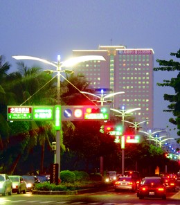 共桿路燈宛如海鷗，符合海洋首都的特色。