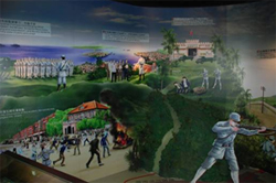 高雄市立歷史博物館228事件常態展的油畫，勾勒出當年事件發生時的場景。（圖/郭力睿翻攝）