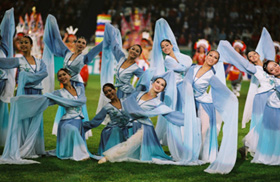 來自台灣高雄的舞蹈表演團體，在杜易斯堡世運會上展現曼妙舞姿。（圖/ KOC提供）
