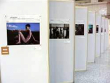 高雄市政府中庭展出「人權宣言60週年攝影展」，以「世界的試煉」為策展主題。（圖/侯志勇攝）